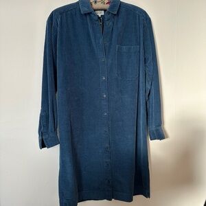 Hartford Alternative Classics Ryler Blue Corduroy Shirt Dress, XS 0